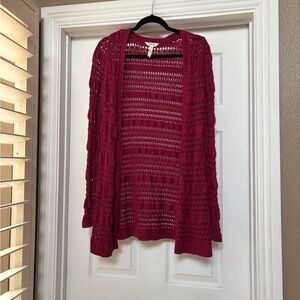 Matilda Jane Deep Red Open-Knit Cardigan